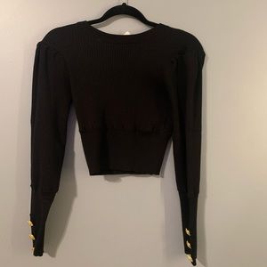 Zara black sweater with gold buttons on sleeves